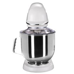 Impastatrice planetaria - da banco - 7L - 350W - 3 utensili in dotazione (gancio, spatola, frusta) - variatore di velocità - testa sollevabile - vasca estraibile - monofase - Latte bianco
