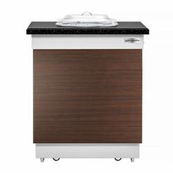 Tellerspender DUBLIN - beheizt - 1 kW - 700mm - mit Rollen - 50 Teller - schwarze Granit-Arbeitsplatte