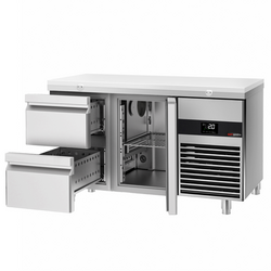 Koelwerkbank PREMIUM - 1400x700mm - met 1 deur & 2 laden - incl. snijplank wit