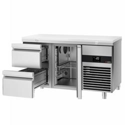 Koelwerkbank PREMIUM - 1400x700mm - met 1 deur - met 2 lades - incl. snijplank wit