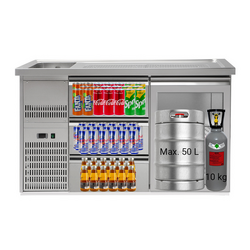 Pivski štand Premium PLUS - 1550x700 mm - 1 staklena vrata & 3 ladice 