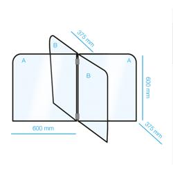 Protetor de balcão em acrílico - 1200x600mm - Conjunto para 4 postos de atendimento