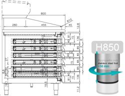 Pizzawerkbank PREMIUM PLUS - 2305x800mm - met granieten werkblad - met 2 deuren & 6 laden - incl. opzetkoelvitrine - 10x GN 1/3
