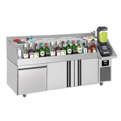 Bár/italhűtőasztal - 1,6 x 0,6 m - 235 liter - 2 ajtóval, 1 fiókkal 1/1 és polcokkal
