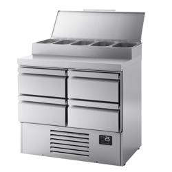 Mini valmistelujäähdytyspöytä - 978x700mm - 4 laatikkoa - ruostumaton teräslevy 5x GN 1/4