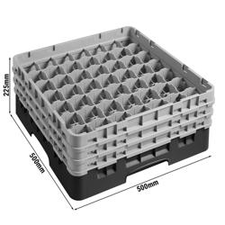 CAMBRO | CAMRACK® - Cesta lavavasos 1/1 con 3 prolongadores - 500x500mm - 49 compartimentos - Negro