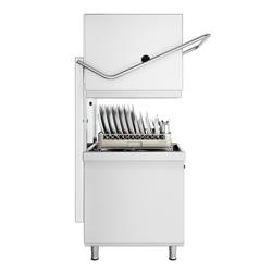 Dubbelwandige doorschuifvaatwasser 50x50cm - Elektronisch bedieningspaneel - 400V - 7,1kW - met zeep- & glansspoelpomp - met ingebouwde waterontharder