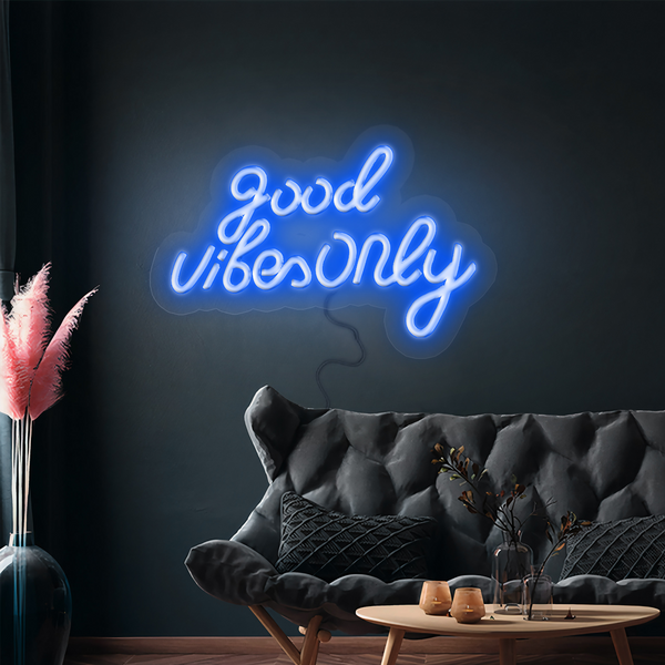 LED lichtbord - Good Vibes Only - Blauw - 420x240mm