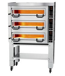 Forno de pizza elétrico Power - Base em pedra refratária - 4+4+4x Ø34cm - Digital - até 450°C - incl. Exaustor & base