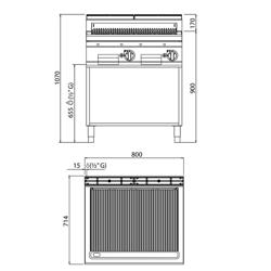 Commercial Lava Rock Chargrill LORENZO 700 - 13.8kW - Freestanding - Cast-Iron Cooking Grids - 714mm Deep