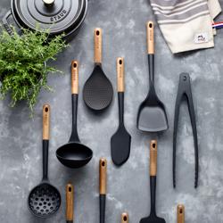 STAUB | Schaumkelle - 310mm - Silikon - Schwarz/Holz