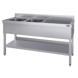 Yıkama Tezgahı ECO - 1800x700mm - Alt raflı & 2 sol evyeli