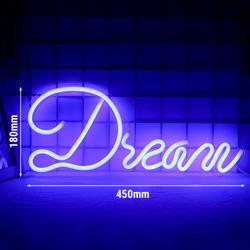 Insegna al neon a LED - Dream - Blu - 450x180mm
