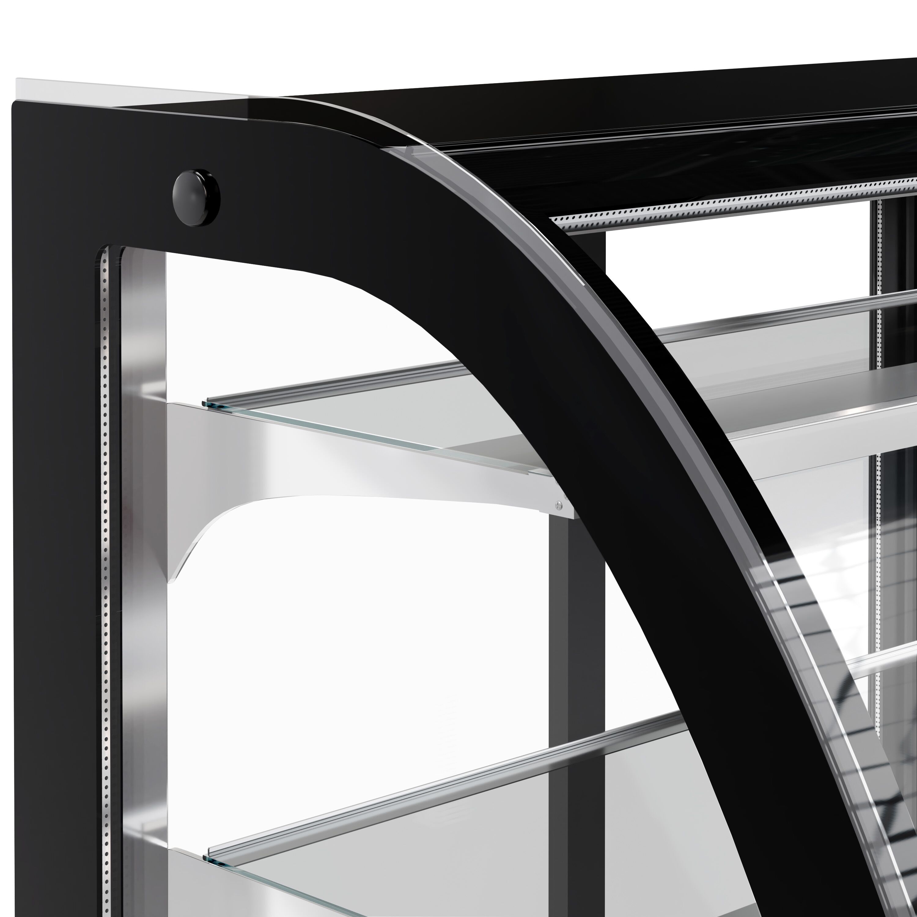 Vitrine à pâtisserie réfrigérée - 414L - 1200mm - Double vitrage - avec 3 étagères en verre - portes coulissantes vitrées arrière