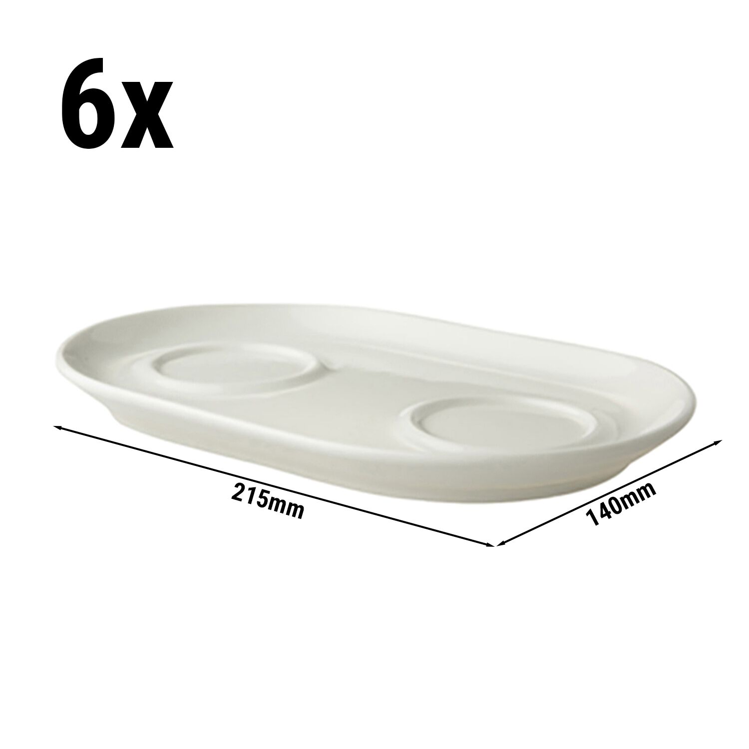 (6 pièces) LUX - Sous-Assiette pour Sucrier & Pot à Lait Maastricht - 215x140 mm - Ivoire