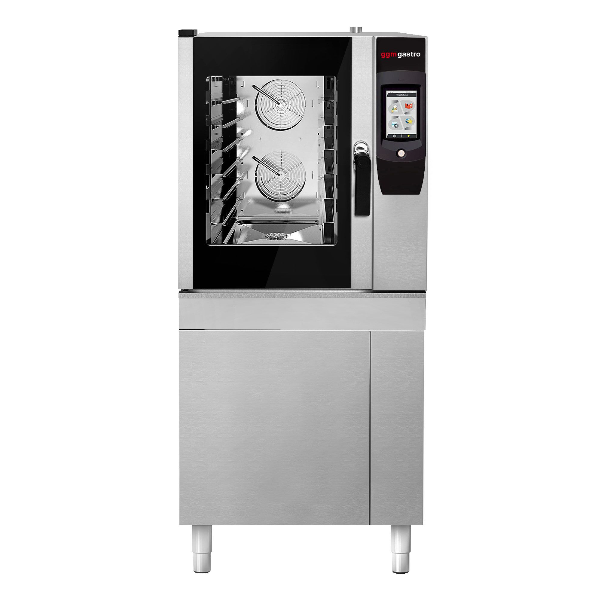 Four mixte - tactile - 6 x GN 1/1 - avec rôtissoire à poulet, système de récupération des graisses, soubassement, système de lavage et sonde de température
