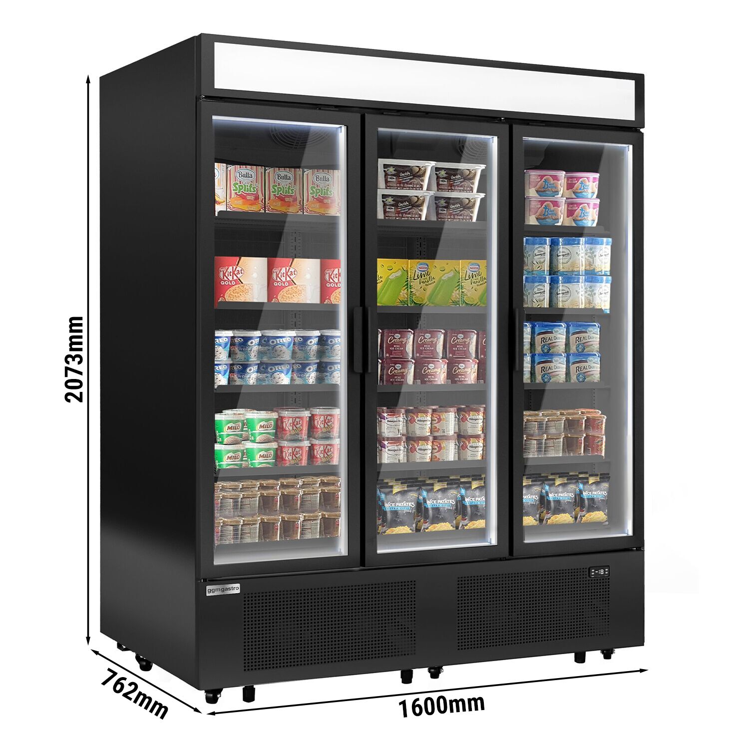 Frys - 891 liter - med 3 glasdörrar