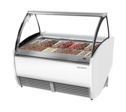Ice Cream Serve Over Counter | LEO - 1562mm - Ventilated cooling - with LED lighting - for 16 x 5 litres Napoli pans - White