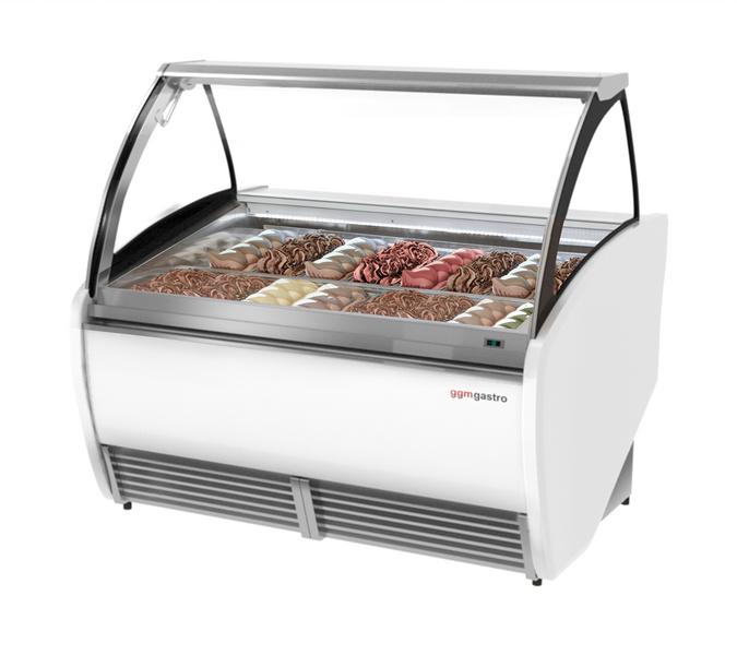 Vitrina para helados LEO - 1562mm - Refrigeración ventilada - con iluminación LED - para 16x 5 litros de cubetas Napoli - Blanco