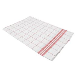 (180 st.) Glasduk av linne - 65 x 65 cm - röd/vit