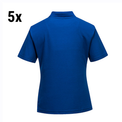(5 stuks) Dames Poloshirt - Koningsblauw - Maat: XL