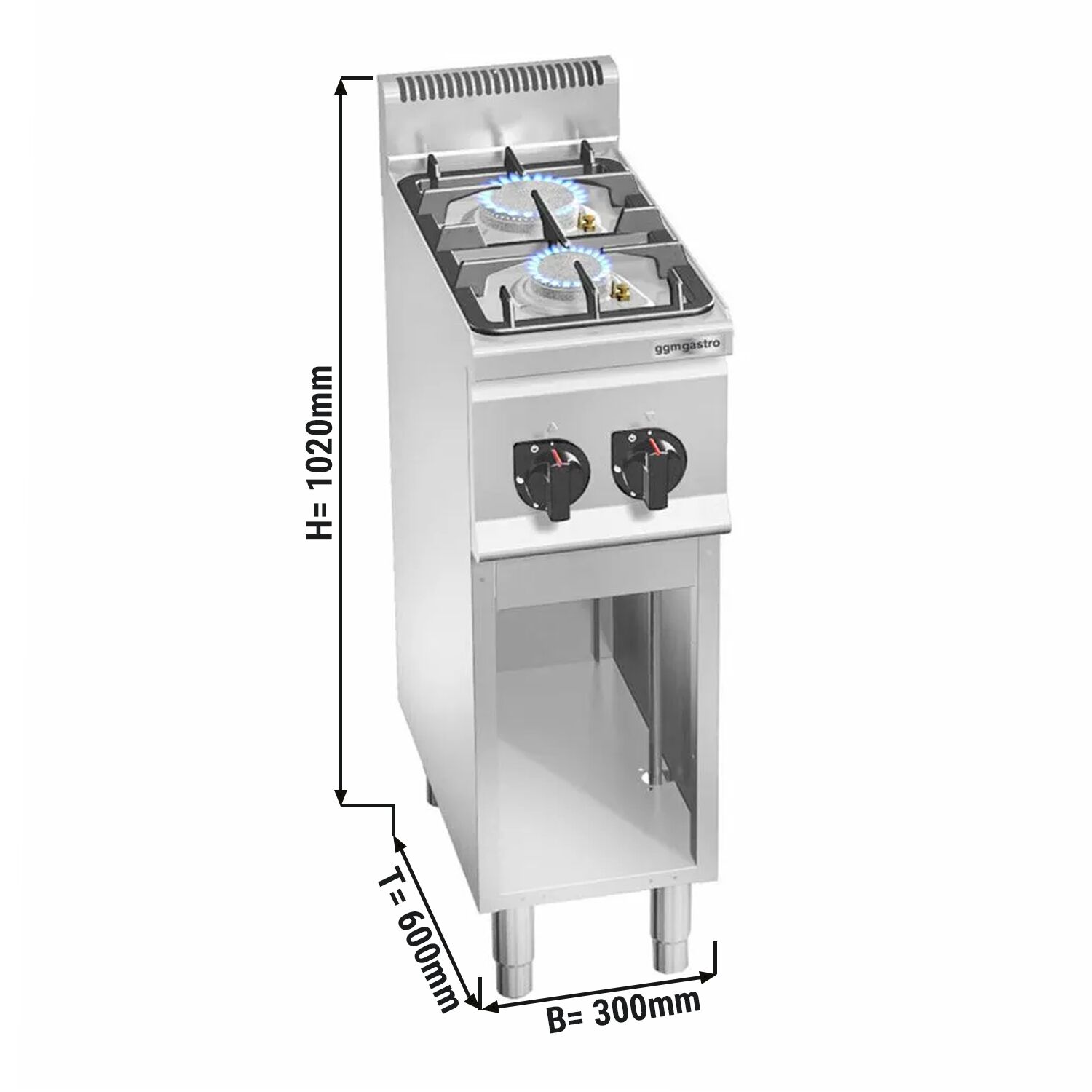 Fourneau à gaz – 9,5 kW – 2 brûleurs