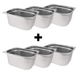 (6 pcs) Stainless Steel Gastronorm Pan GN 1/2 - Depth: 200mm