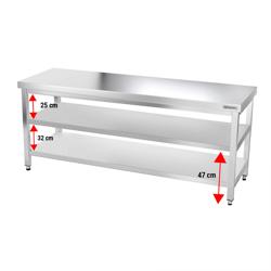 Edelstahl Arbeitstisch PREMIUM - 2000x600mm - mit Grundboden ohne Aufkantung