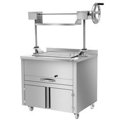 Holzkohlegrill - 800mm - mit Lift & 2 Schubladen - Grillrost: 670x470mm