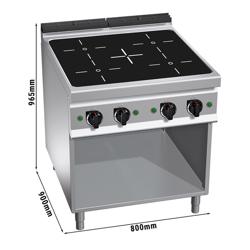 Inductiekookplaat - 900 line - 800x900mm - 20,0 kW - 4 kookzones
