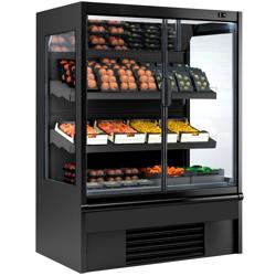 Supermarkt-Wandkoelmeubel - 1330mm - 370 liter - met 1 dubbelglas glazen draaideuren & 2 schappen - zwart - van +4 tot +6 °C