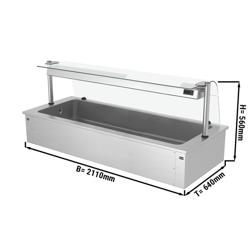 حوض ثلج مُسقَّط - 2100 mm - 6x GN 1/1 - 250 لتر - مع واقي عطاس من البولي كربونات