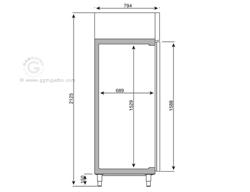 Upright Display Fridge Stainless steel PREMIUM PLUS - GN 2/1 - 1240L - with 2 glass doors