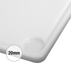 Snijplank met sapgeul - 300x500mm - Dikte: 20mm - HACCP-conform - HDPE 500 - Wit - Vaatwasmachinebestendig