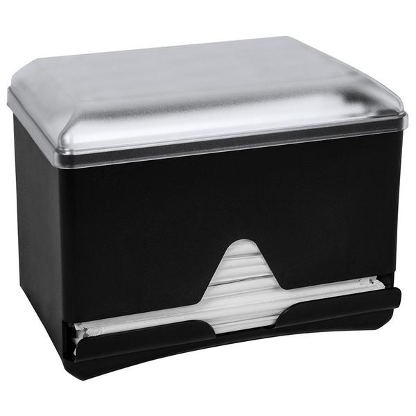 Straw Dispenser (for 500 Straws) - Two-Sided Dispensing - Polystyrene - 254x200x203mm - Black - incl. Removable Lid