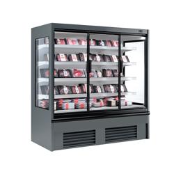 Commercial multideck display fridge - 1955mm - 1204L - with 3 hinged glass doors & 4 shelves - Anthracite