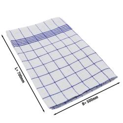 (10 unid) Pano para loiça em Meia‑linho (linho/algodão) - 50x70cm - Azul aos quadrados