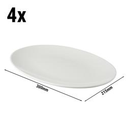 (4 sztuki) WHITE DELIGHT – talerze typu coupe – płaskie – 300 x 215 mm – białe