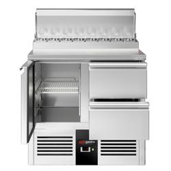 Saladette Mini PREMIUM - 900x700mm - 1 deur + 2 lades - voor 5x GN 1/6