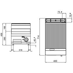 Električna ploča za prženje - 4,8 kW - Rebrasta