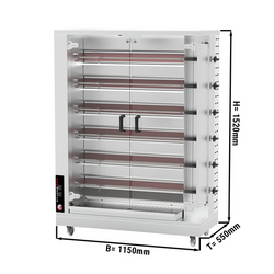 Gas chicken grill - 28.2kW - with 6 skewers for 30 chickens
