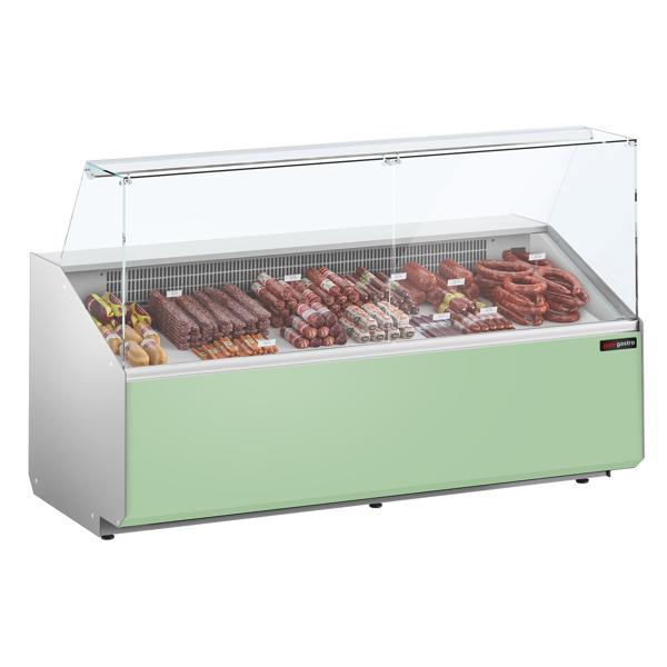 Banco gastronomia professionale - 2506x979mm - Statica - 512 L - Vetro dritto - Colore Dunkelgrau - Pannello frontale Hellgrün