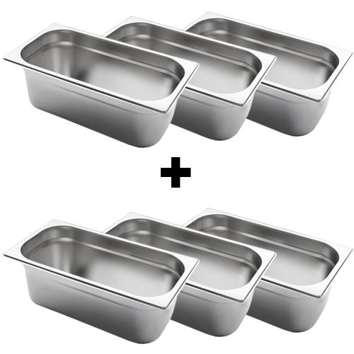 (6 pieces) Gastronorm Container - 1/3 - Stainless Steel - 150 mm