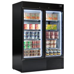 Wandvrieskast - 1310L - 2 glazen deuren - schuifdeuren - Zwart