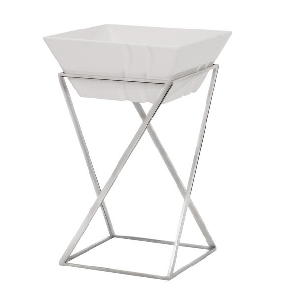 Supporto per buffet - Acciaio inox - Rettangolare - 200x200mm - Altezza: 475mm - incl. 1 ciotola in melamina