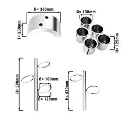 Condiment & Cutlery Holder - 360x200mm - Height: 590mm - Stainless steel - with 5 containers - removable cutlery container