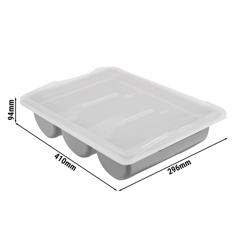 Cutlery Tray - 415x300mm - Height: 107mm - Polypropylene (PP) - incl. lid - with 3 compartments - Grey