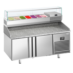 Rashladni pult za pripremu pizze Premium PLUS - 1783x800 mm - Sa 2 vrata - Uklj. rashladna nadograđena vitrina - 7x GN 1/4