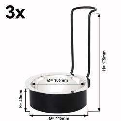 (3 bucăți) Suport pentru linguri - rotund - negru - oțel inoxidabil