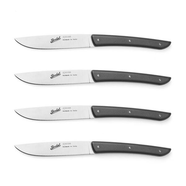 (4 komada) BERKEL | Nož za odrezak - Crna boja - Oštrica: 110 mm